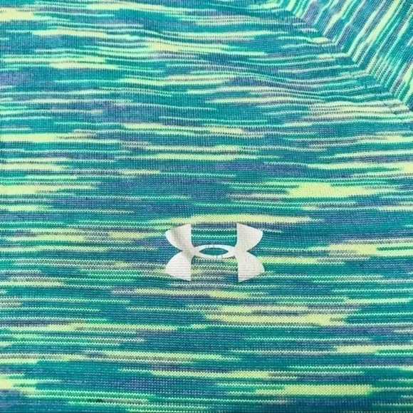 Under Armour UA Tech All Season Semi Fitted Green Blue Half Zip Long Sleeve Top - Picture 5 of 7